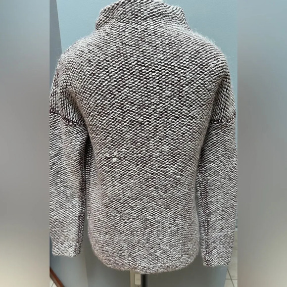 French Connection Lambswool Blend Purple White Knit Mock Neck Sweater sz Small - Picture 2 of 4